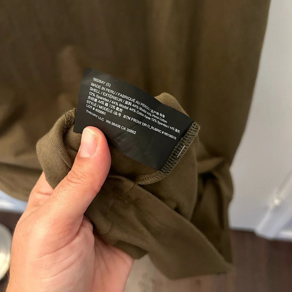 Theory 3/4 Sleeve Button Front Hem Midi Dress Ranmire Knit Modal  small - Picture 7 of 7